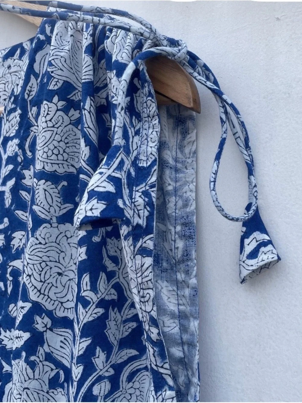 Women’s Hand-block Print Blue Floral Print Summer Dress